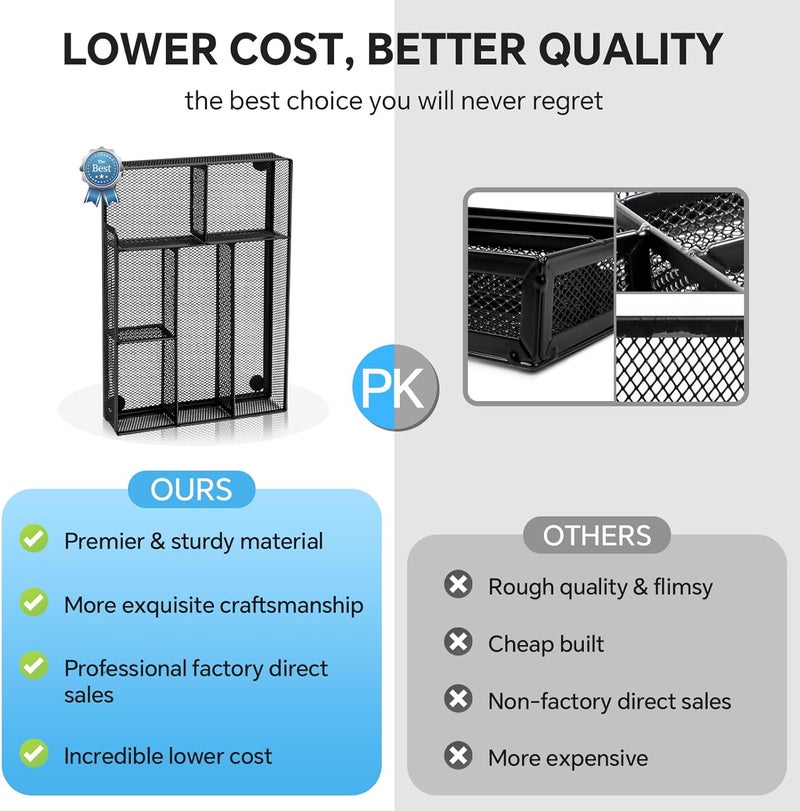 Kciplab Desk Drawer Organizer, Office Drawer Divider Organizer Tray with 6 Compartments, Metal Mesh Desktop Organization and Accessories for Stationery Makeup Kitchen Toolroom School ＆Office, 12.6x8.27x1.6 in - Image 4